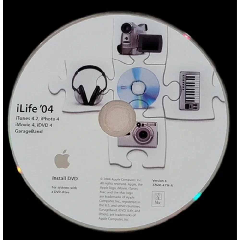 Apple iLife '04 Install DVD iTunes iPhoto iMovie‎ iDVD GarageBand Mac Software
